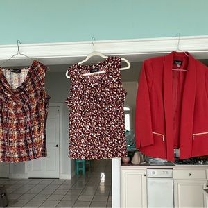 Blazer with 2 coordinating sleeveless shirts